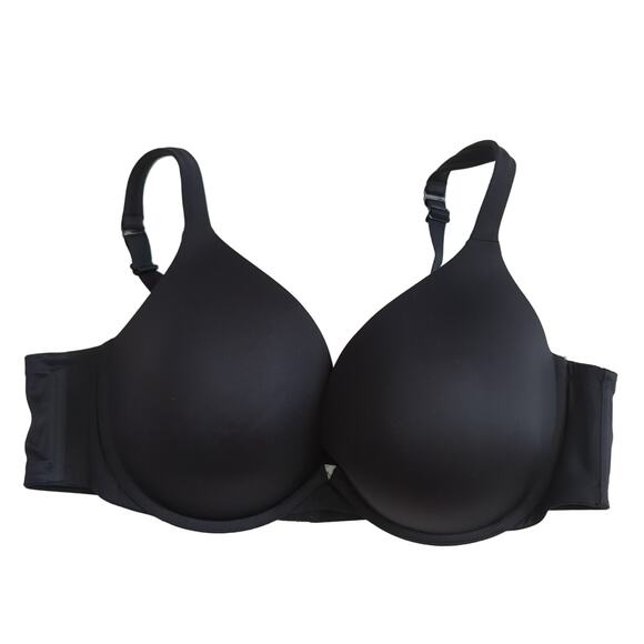 Lane Bryant Cacique Bra 46C Black Underwire Boost Plunge T-Shirt Comfort - Picture 1 of 4